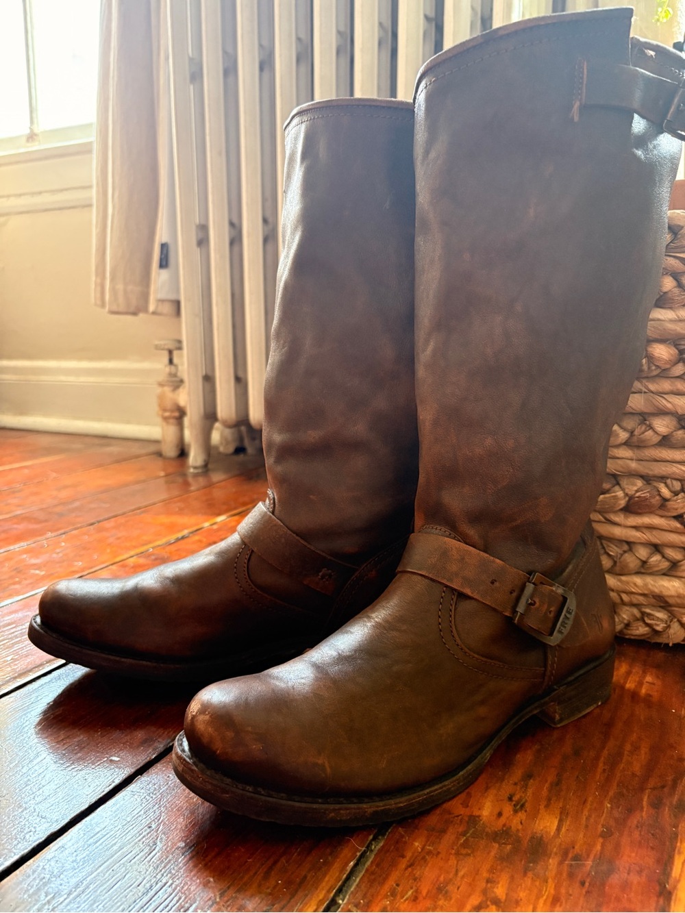 FRYE women’s Veronica Slouch brown leather riding tall boots